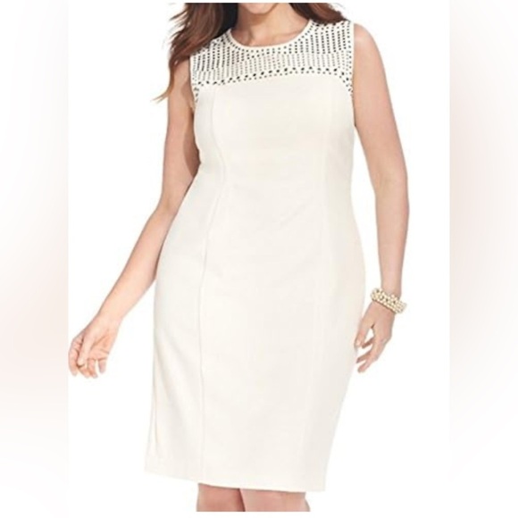 Kasper Dresses & Skirts - Kasper Woman Sleeveless Sheath Seamed Embellished Dress Cream Size 4